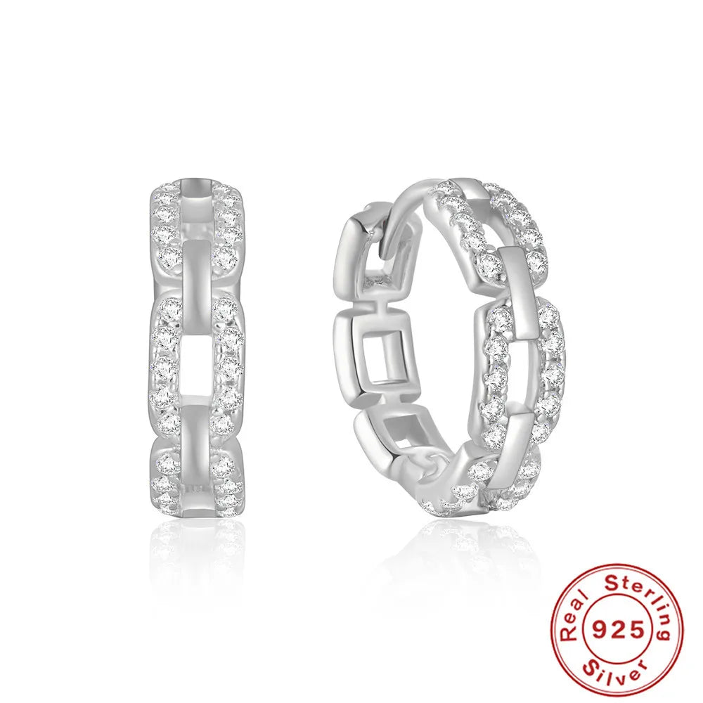 1 Pair Simple Style Circle Sterling Silver Plating Inlay Zircon Hoop Earrings