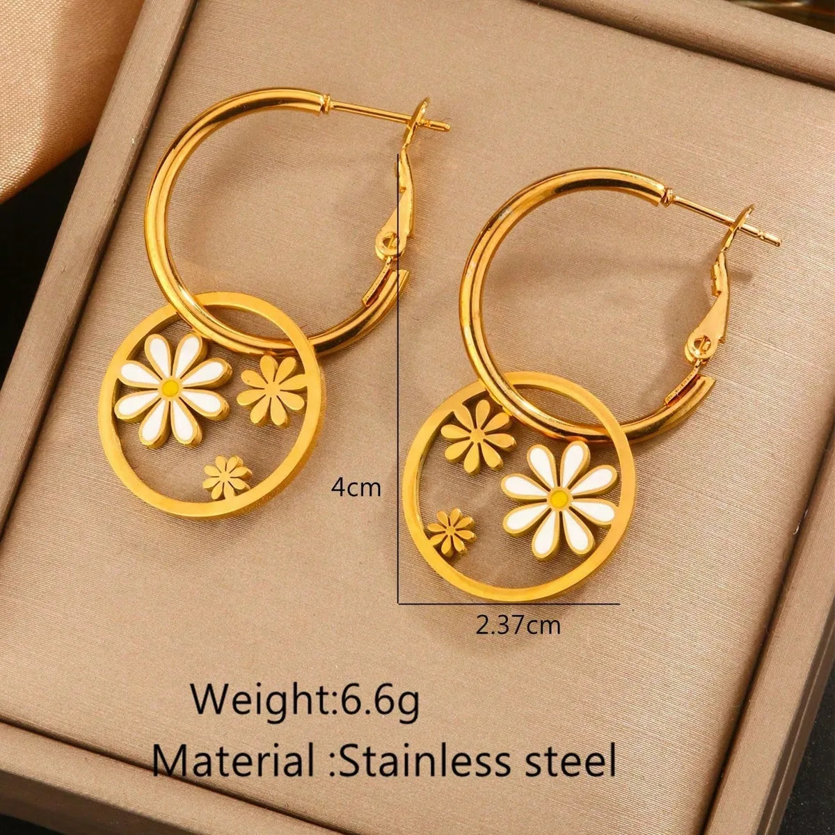 1 Pair Simple Style Classic Style Animal Flower Butterfly Plating Carving 304 Stainless Steel 18K Gold Plated Drop Earrings