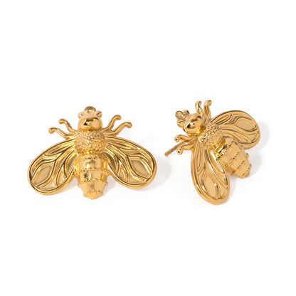 1 Pair Simple Style Classic Style Bee Plating 304 Stainless Steel 18K Gold Plated Ear Studs