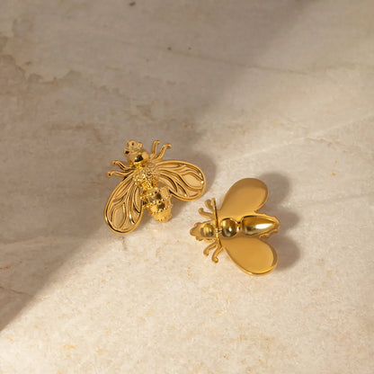 1 Pair Simple Style Classic Style Bee Plating 304 Stainless Steel 18K Gold Plated Ear Studs