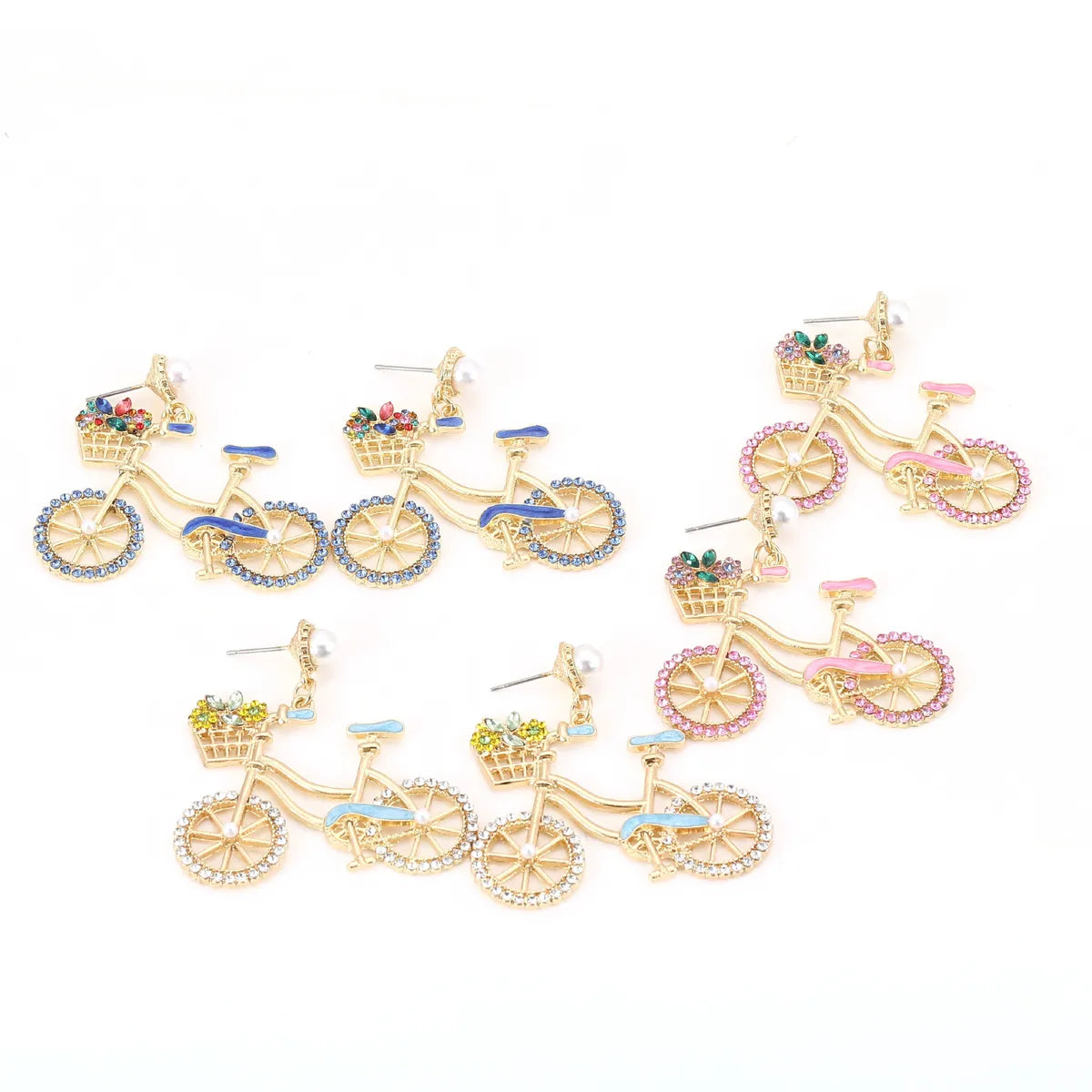 1 Pair Simple Style Classic Style Bicycle Inlay Zinc Alloy Drop Earrings