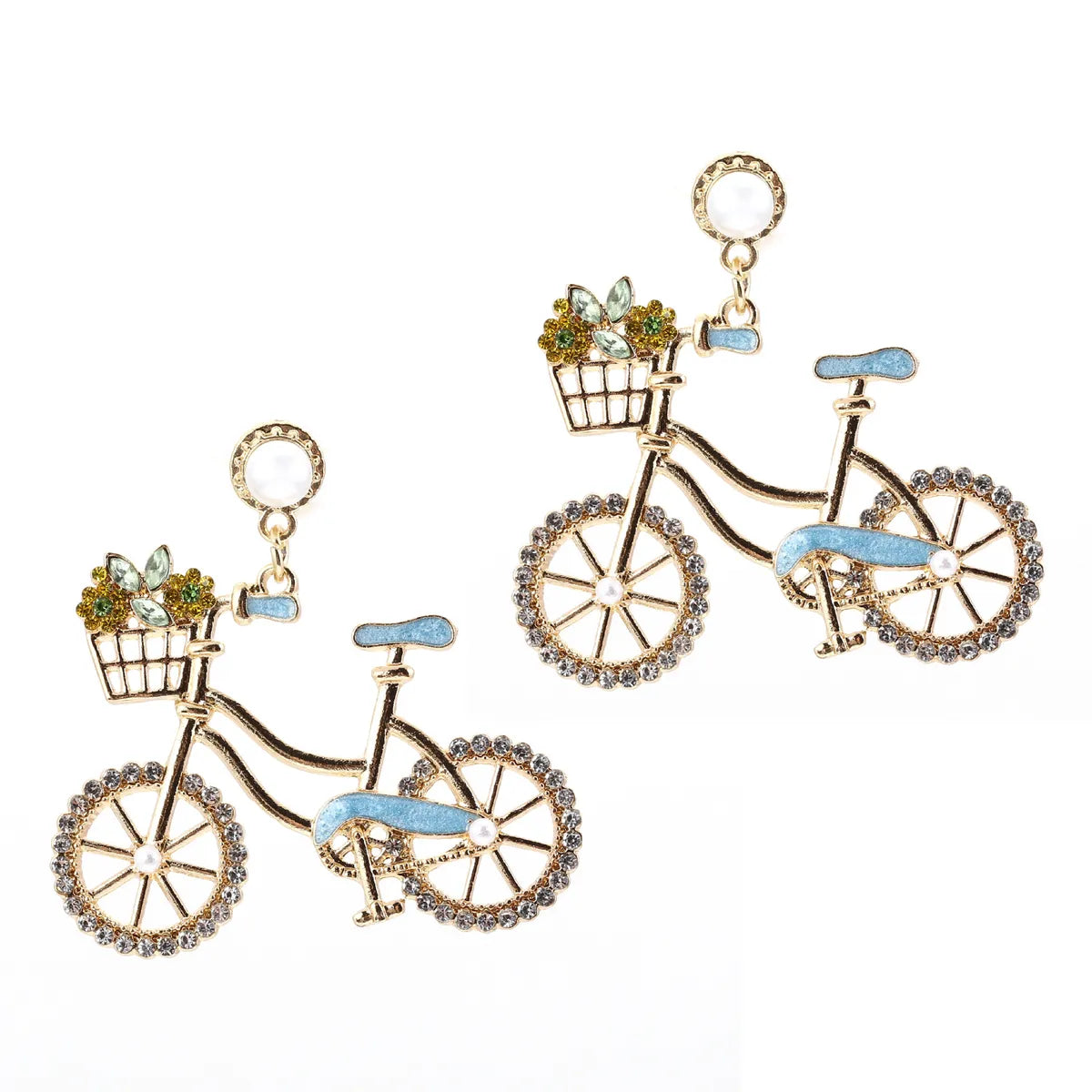 1 Pair Simple Style Classic Style Bicycle Inlay Zinc Alloy Drop Earrings