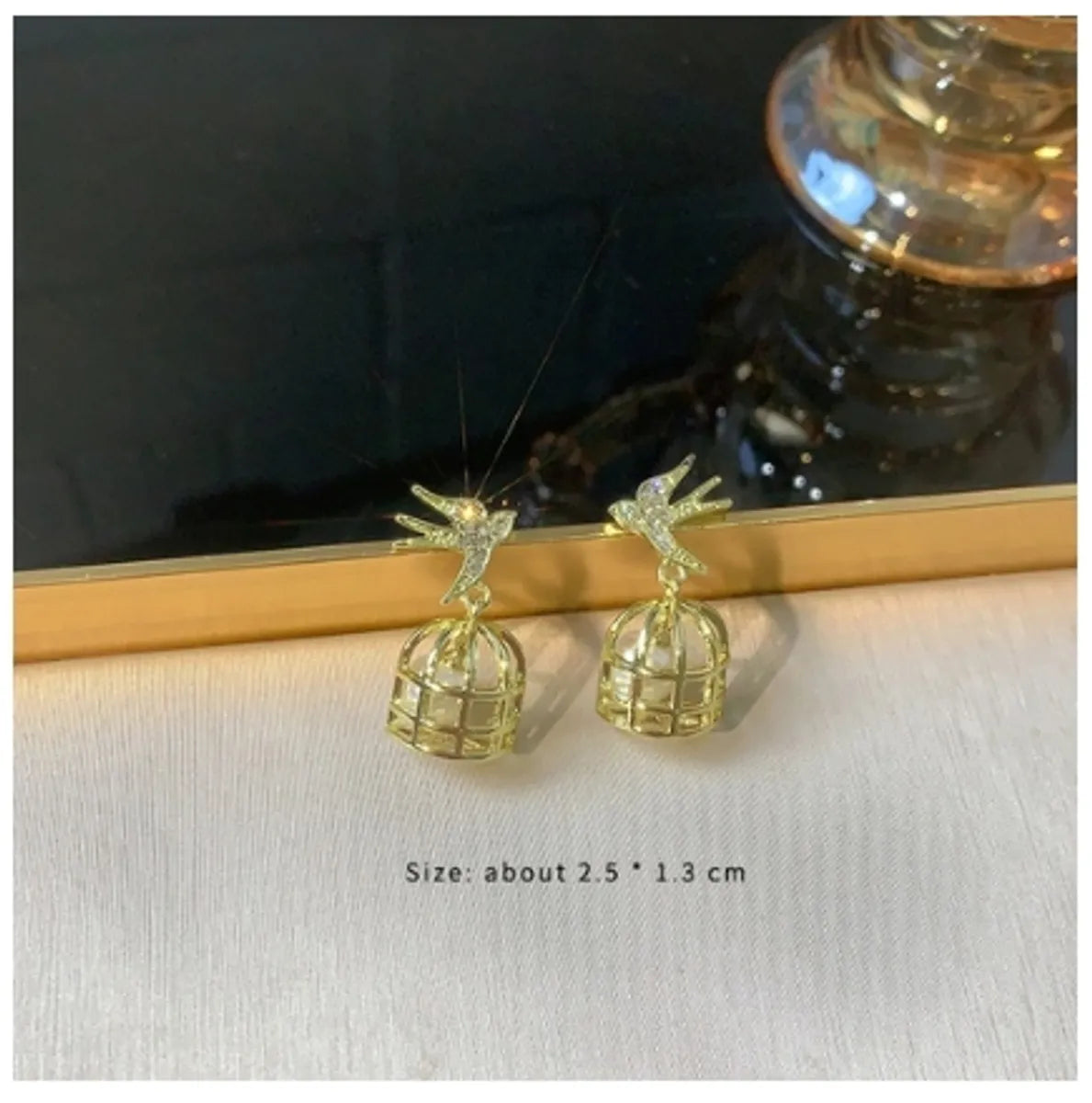 1 Pair Simple Style Classic Style Bird Inlay Alloy Zircon Drop Earrings