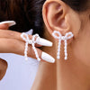 1 Pair Simple Style Classic Style Bow Knot Beaded Imitation Pearl Alloy Ear Studs