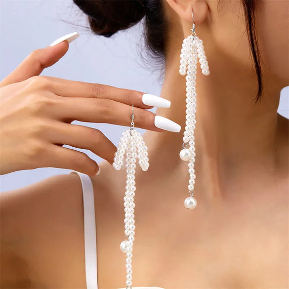 1 Pair Simple Style Classic Style Bow Knot Beaded Imitation Pearl Alloy Ear Studs