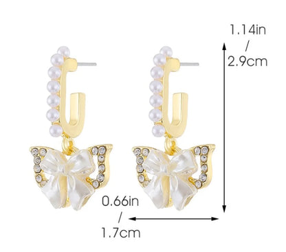 1 Pair Simple Style Classic Style Bow Knot Inlay Alloy Rhinestones Drop Earrings