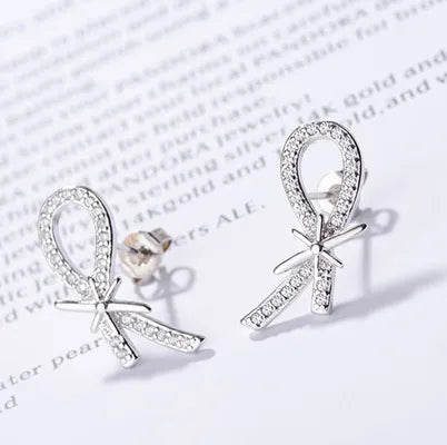 1 Pair Simple Style Classic Style Bow Knot Inlay Copper Rhinestones Ear Studs