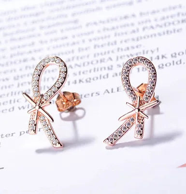 1 Pair Simple Style Classic Style Bow Knot Inlay Copper Rhinestones Ear Studs