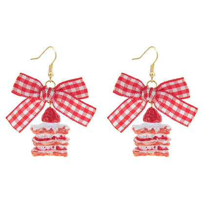 1 Pair Simple Style Classic Style Bow Knot Patchwork Plastic Resin Drop Earrings