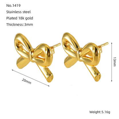 1 Pair Simple Style Classic Style Bow Knot Plating 304 Stainless Steel Ear Studs