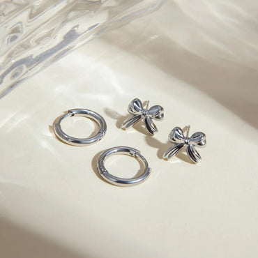 1 Pair Simple Style Classic Style Bow Knot Plating 304 Stainless Steel Earrings