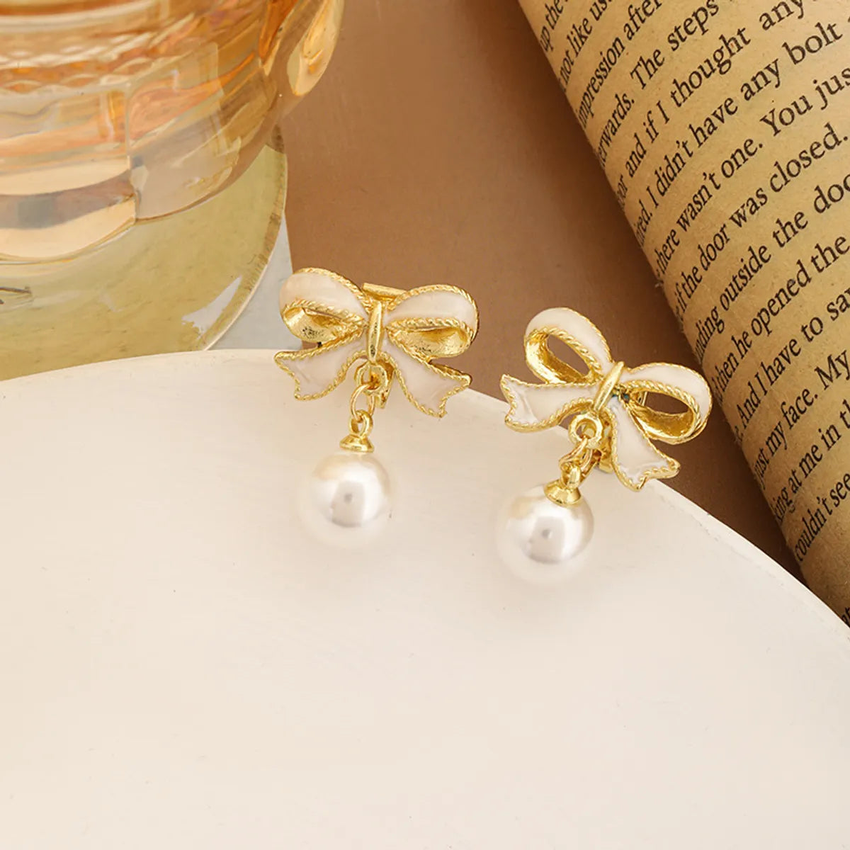 1 Pair Simple Style Classic Style Bow Knot Plating Alloy Zinc Alloy Drop Earrings