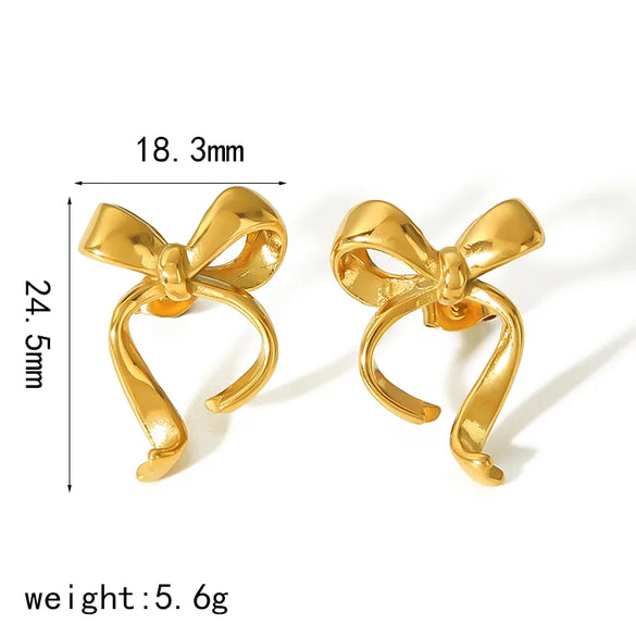 1 Pair Simple Style Classic Style Bow Knot Polishing Plating 304 Stainless Steel 18K Gold Plated Ear Studs