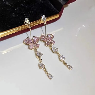 1 Pair Simple Style Classic Style Butterfly Inlay Alloy Zircon Drop Earrings