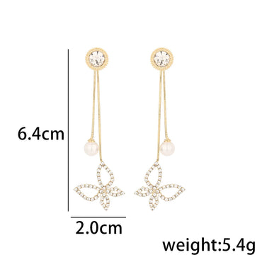 1 Pair Simple Style Classic Style Butterfly Inlay Copper Pearl Zircon Drop Earrings