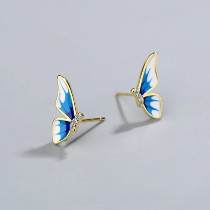 1 Pair Simple Style Classic Style Butterfly Inlay Copper Zircon Ear Studs