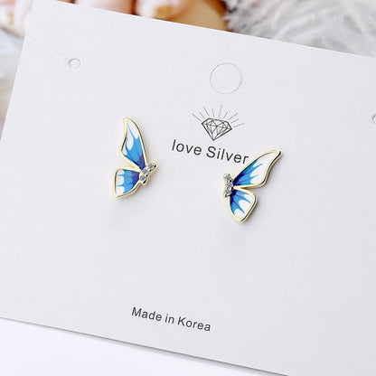 1 Pair Simple Style Classic Style Butterfly Inlay Copper Zircon Ear Studs