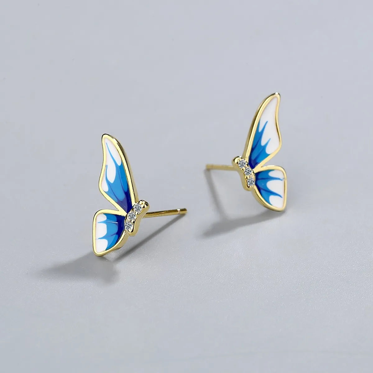 1 Pair Simple Style Classic Style Butterfly Inlay Copper Zircon Ear Studs