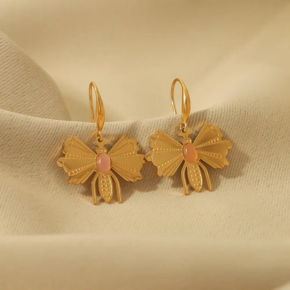 1 Pair Simple Style Classic Style Butterfly Patchwork 304 Stainless Steel Drop Earrings