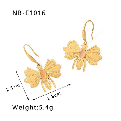 1 Pair Simple Style Classic Style Butterfly Patchwork 304 Stainless Steel Drop Earrings