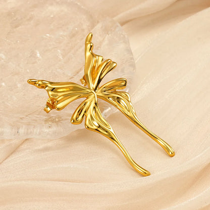 1 Pair Simple Style Classic Style Butterfly Plating 304 Stainless Steel 18K Gold Plated Ear Studs