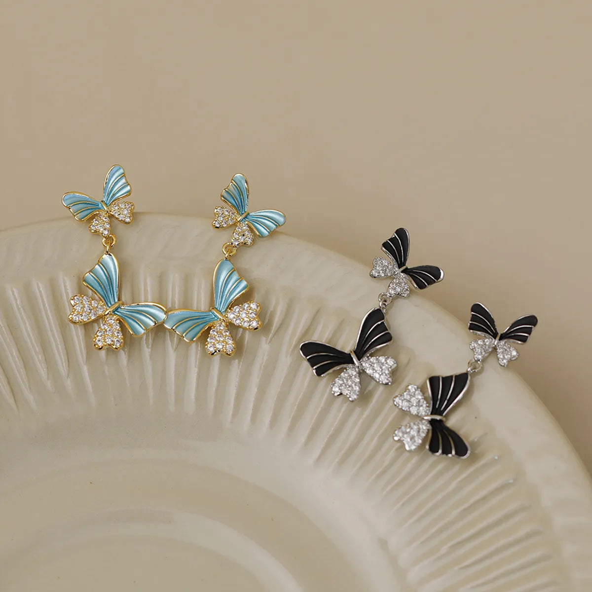 1 Pair Simple Style Classic Style Butterfly Plating Copper 18K Gold Plated Drop Earrings