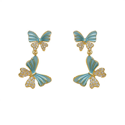 1 Pair Simple Style Classic Style Butterfly Plating Copper 18K Gold Plated Drop Earrings