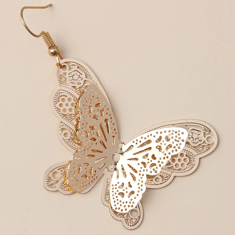 1 Pair Simple Style Classic Style Butterfly Plating Copper Gold Plated Drop Earrings