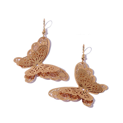 1 Pair Simple Style Classic Style Butterfly Plating Copper Gold Plated Drop Earrings