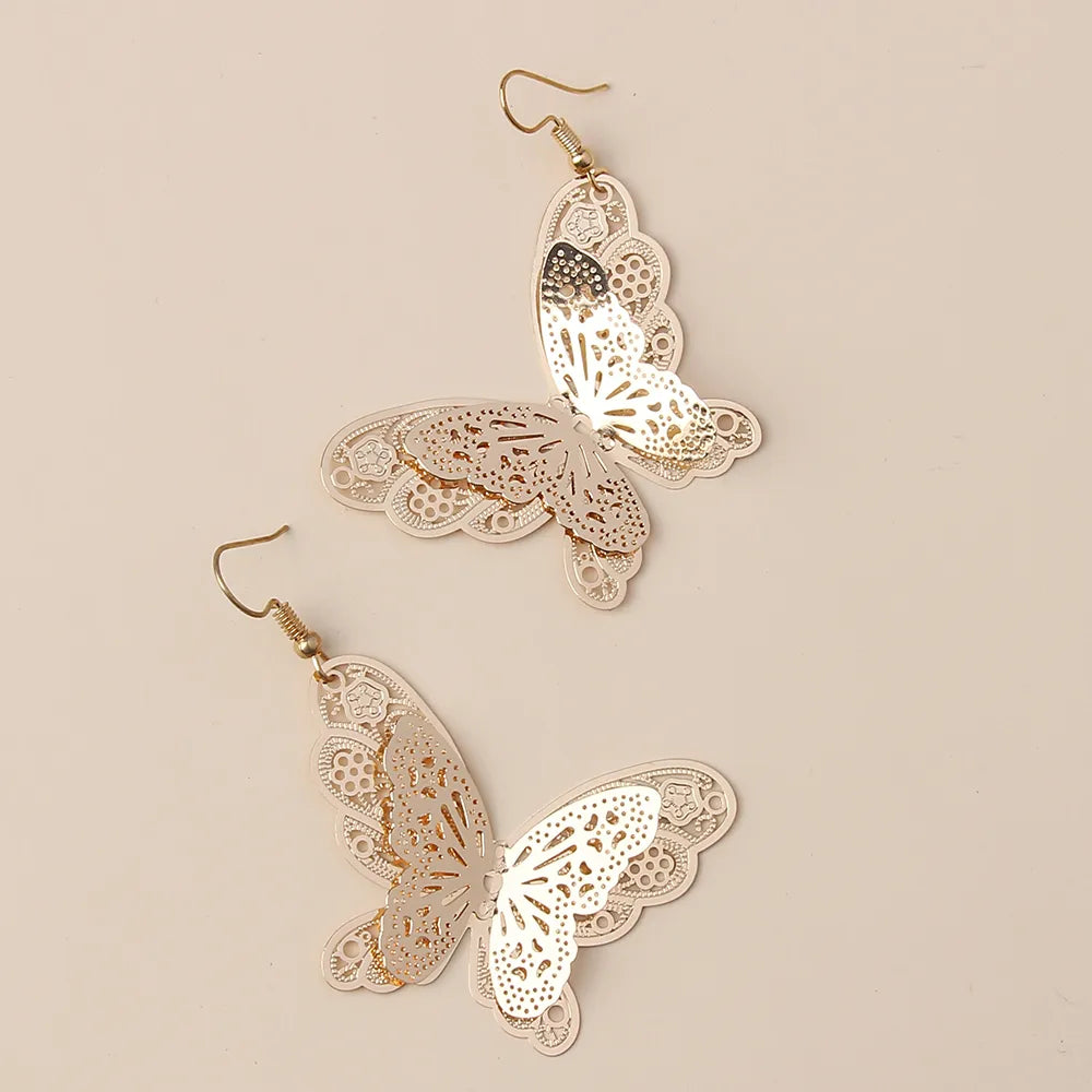 1 Pair Simple Style Classic Style Butterfly Plating Copper Gold Plated Drop Earrings