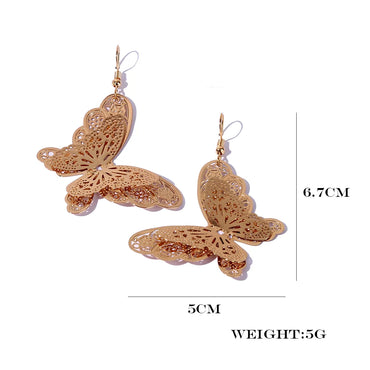 1 Pair Simple Style Classic Style Butterfly Plating Copper Gold Plated Drop Earrings