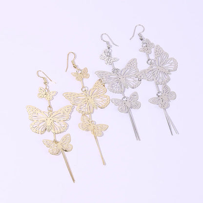 1 Pair Simple Style Classic Style Butterfly Plating Copper Gold Plated Rhodium Plated Drop Earrings