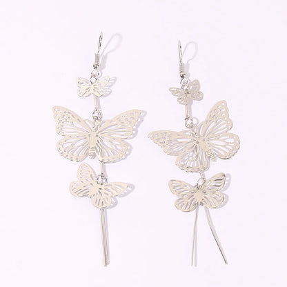 1 Pair Simple Style Classic Style Butterfly Plating Copper Gold Plated Rhodium Plated Drop Earrings