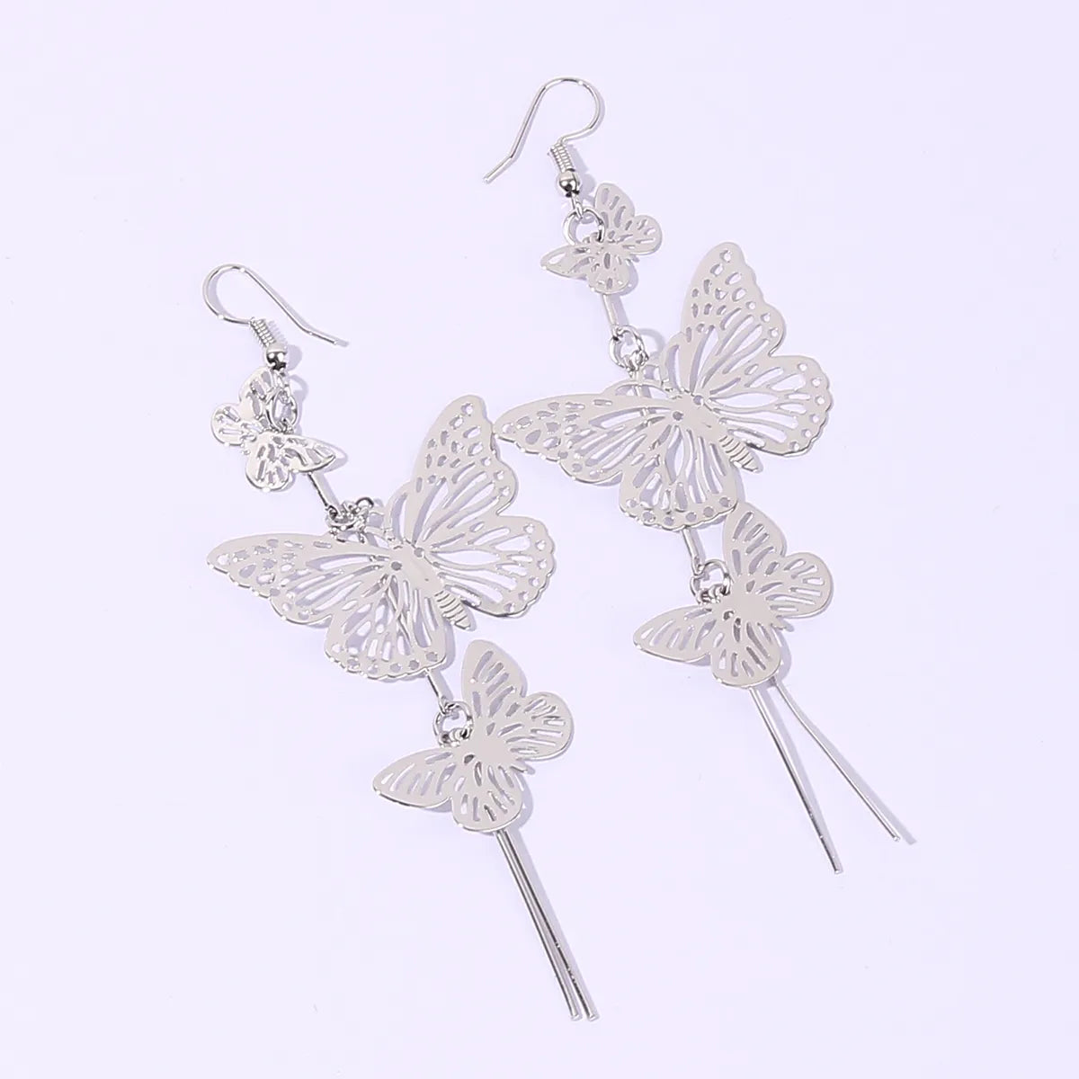 1 Pair Simple Style Classic Style Butterfly Plating Copper Gold Plated Rhodium Plated Drop Earrings