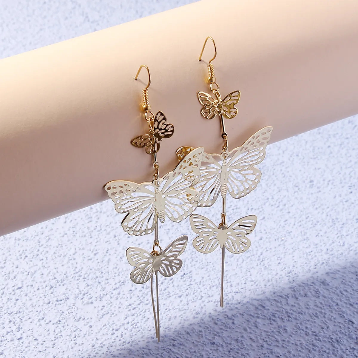 1 Pair Simple Style Classic Style Butterfly Plating Copper Gold Plated Rhodium Plated Drop Earrings