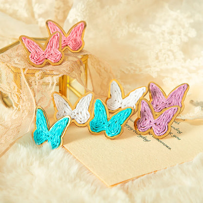 1 Pair Simple Style Classic Style Butterfly Plating Stainless Steel Alloy Gold Plated Ear Studs