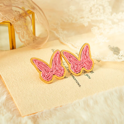 1 Pair Simple Style Classic Style Butterfly Plating Stainless Steel Alloy Gold Plated Ear Studs