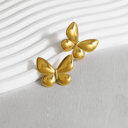 1 Pair Simple Style Classic Style Butterfly Polishing Plating 304 Stainless Steel 18K Gold Plated Ear Studs