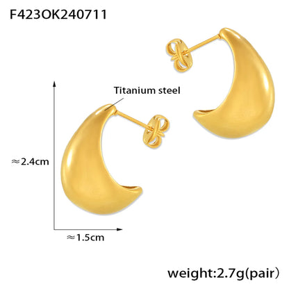 1 Pair Simple Style Classic Style C Shape Plating 304 Stainless Steel 18K Gold Plated Ear Studs