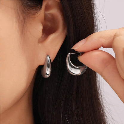 1 Pair Simple Style Classic Style C Shape Plating 304 Stainless Steel 18K Gold Plated Ear Studs