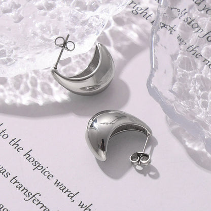 1 Pair Simple Style Classic Style C Shape Plating 304 Stainless Steel 18K Gold Plated Ear Studs