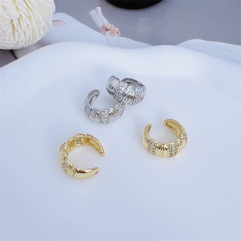 1 Pair Simple Style Classic Style C Shape Plating Copper Zircon 18K Gold Plated Ear Cuffs