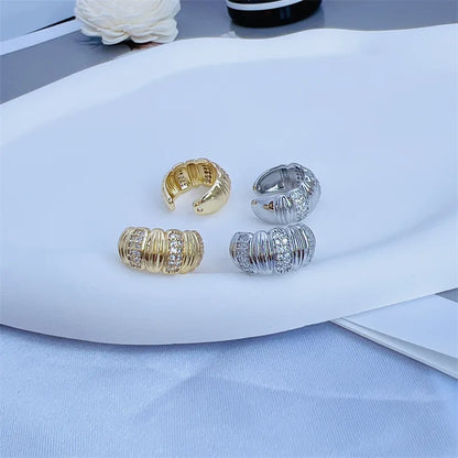 1 Pair Simple Style Classic Style C Shape Plating Copper Zircon 18K Gold Plated Ear Cuffs