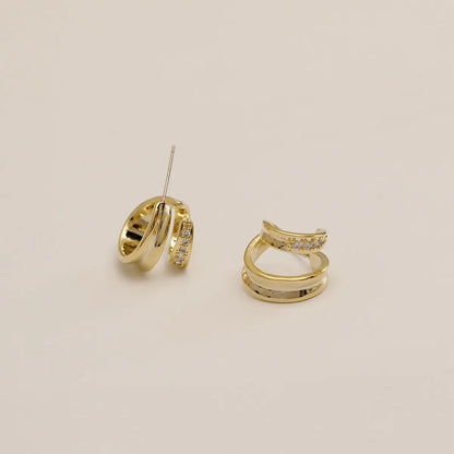 1 Pair Simple Style Classic Style C Shape Plating Inlay Copper Zircon 18K Gold Plated Ear Studs