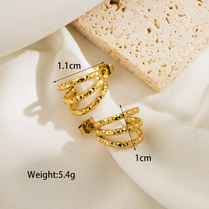 1 Pair Simple Style Classic Style C Shape Plating Stainless Steel 14k Gold Plated Ear Studs