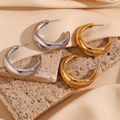 1 Pair Simple Style Classic Style C Shape Plating Stainless Steel 18k Gold Plated Ear Studs