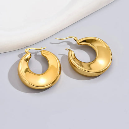 1 Pair Simple Style Classic Style C Shape Plating 304 Stainless Steel Titanium Steel 18K Gold Plated Ear Studs