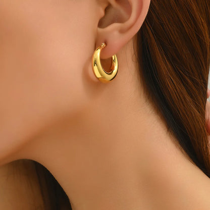 1 Pair Simple Style Classic Style C Shape Plating 304 Stainless Steel Titanium Steel 18K Gold Plated Ear Studs