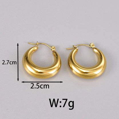 1 Pair Simple Style Classic Style C Shape Plating 304 Stainless Steel Titanium Steel 18K Gold Plated Ear Studs