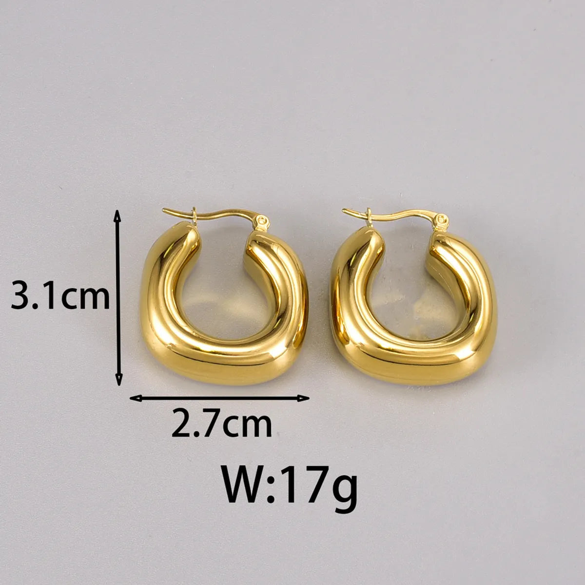 1 Pair Simple Style Classic Style C Shape Plating 304 Stainless Steel Titanium Steel 18K Gold Plated Ear Studs